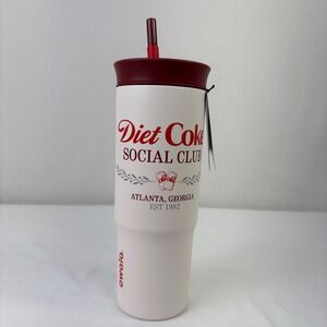 Owala Diet‎ Coke Social Club Tumbler Red Tan Straw Lid 24 oz Ready To Ship